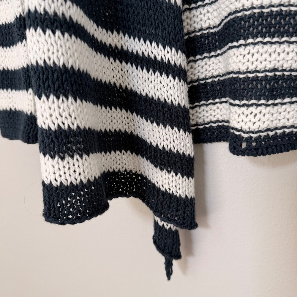 Wooden Ships Coastal Striped Beachy Open Front Cardigan Sweater M/L Navy Stripe‎ - Picture 12 of 12